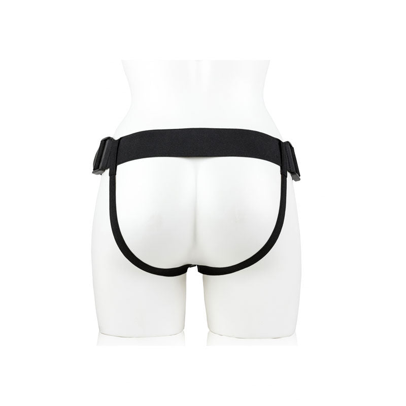 Realcock - 9" hollow strap-on with balls - Product back view, focus on straps  | Flirtybay.com.au